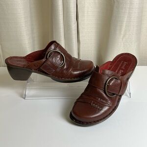 Josef Seibel Leather Clogs With Buckle